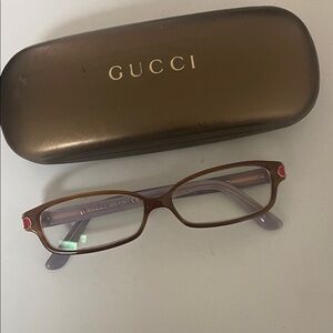 Gucci Brown Frames with Purple Temple Tips Women's Glasses